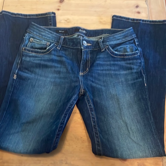 ANA bootcut JEANS blue button FLAP POCKET Stretch DISTRESSED 30 or 10 SHORT Exc - Picture 2 of 5